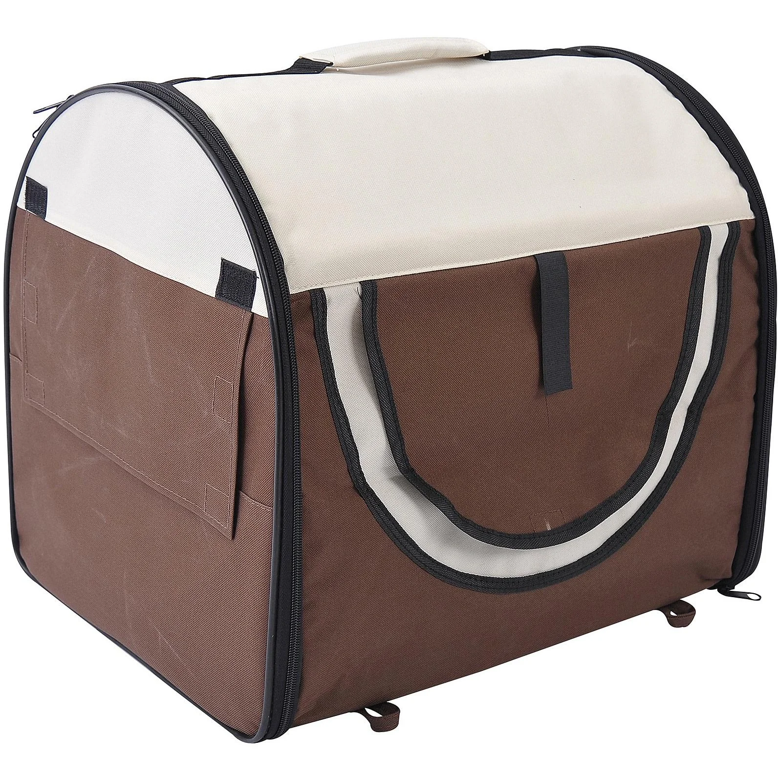 Hundetransportbox, faltbar, Größe S - 46x36x41 cm, kaffeebraun-creme - 6