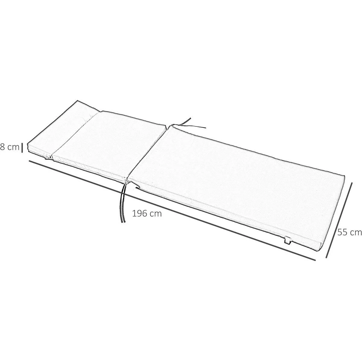 Liegematratze, Liegematratze, Liegematratze Garten, Bezug, Polyester, schwarz, 196 x 55 x 8 cm - 6