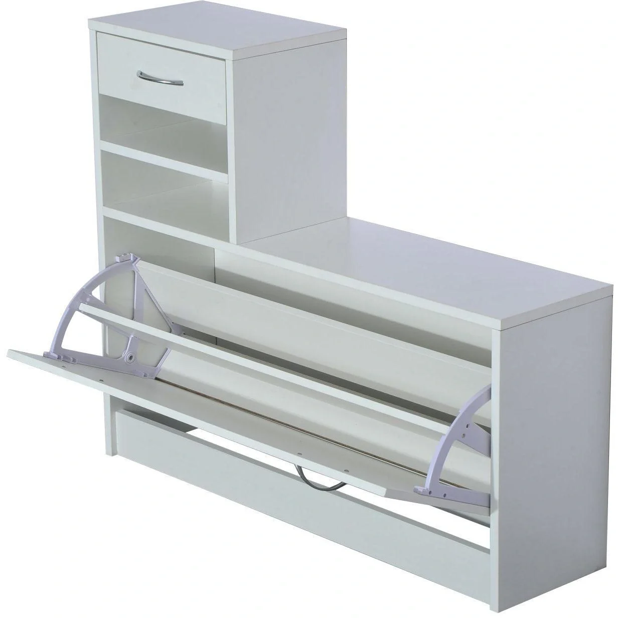 Garderoben Set 2 tlg Schuhschrank Spiegel 3 in 1 Weiß - 4