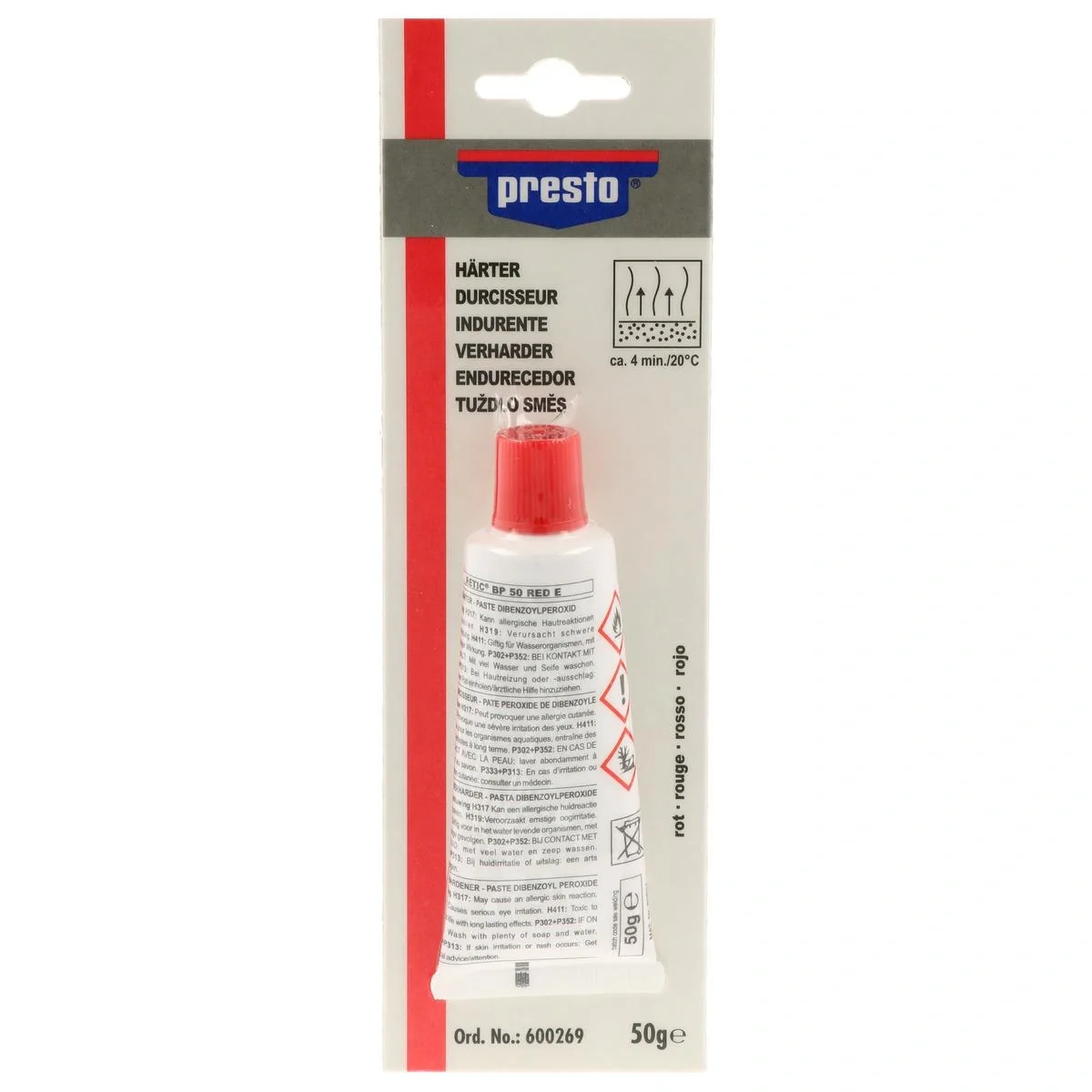 Härter für presto Spachtel, Farbe rot, 50 g - 1