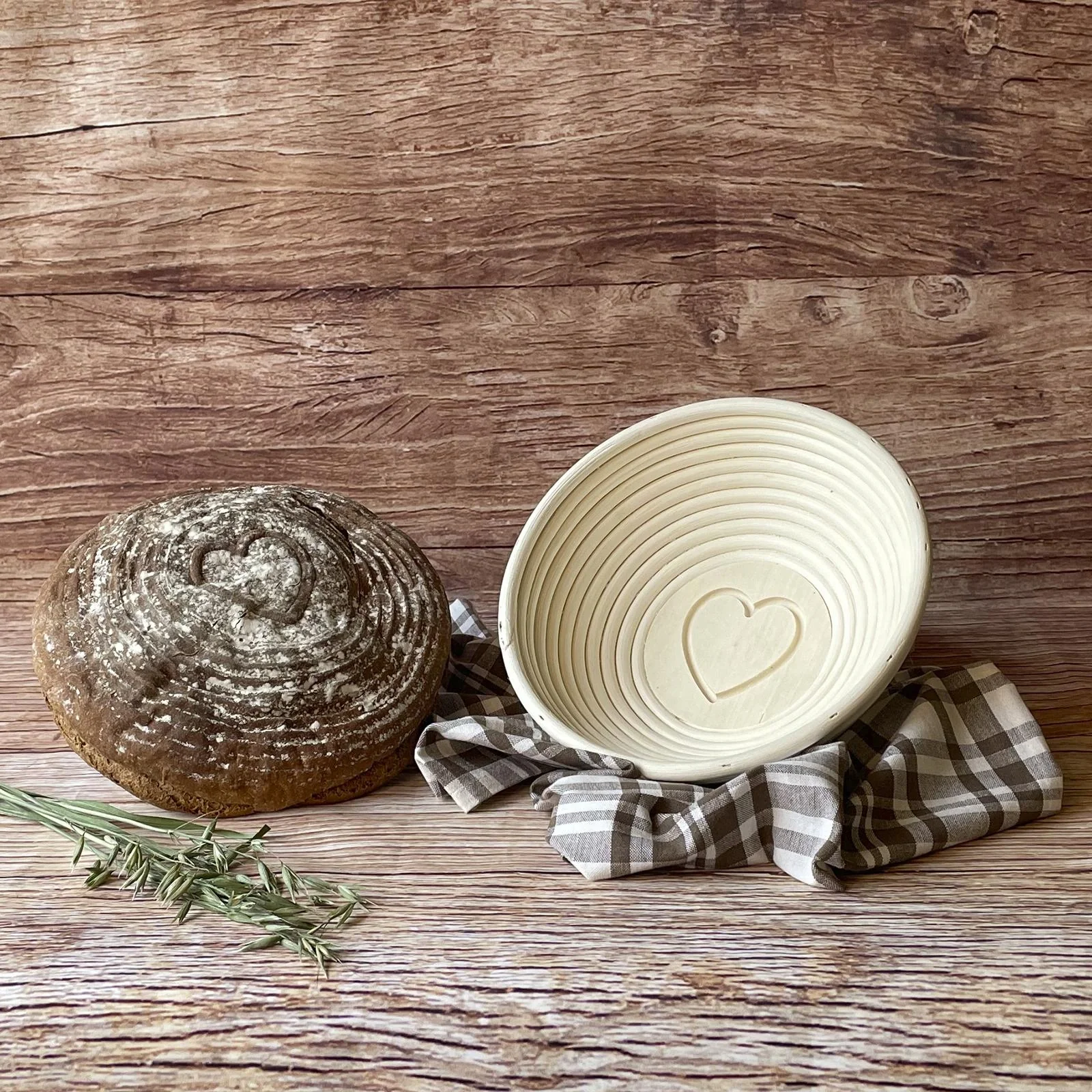 Gärkörbchen rund, mit Herz und Bezug, Ø 24,5 x 8,5 cm - 7