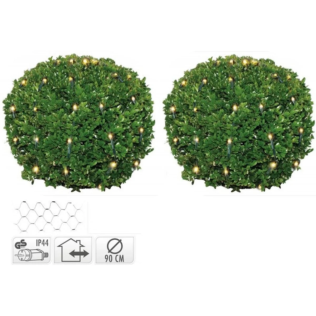 Buchsbaum-Kugelnetz SET von 2 - 100 LED Warm-Weiß Ø 90cm - Strauch - 5