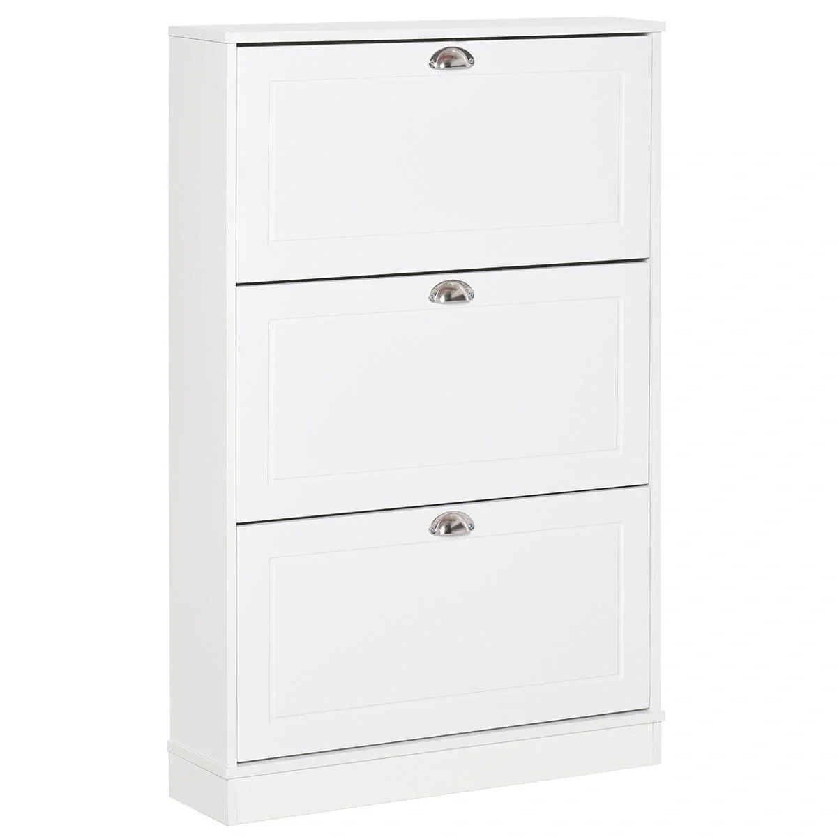 Schuhschrank Schuhregal geräumig hölzern mit Türen und Regalen Spanplatte Weiß 76,2 x 19 x 116,8 cm - 4