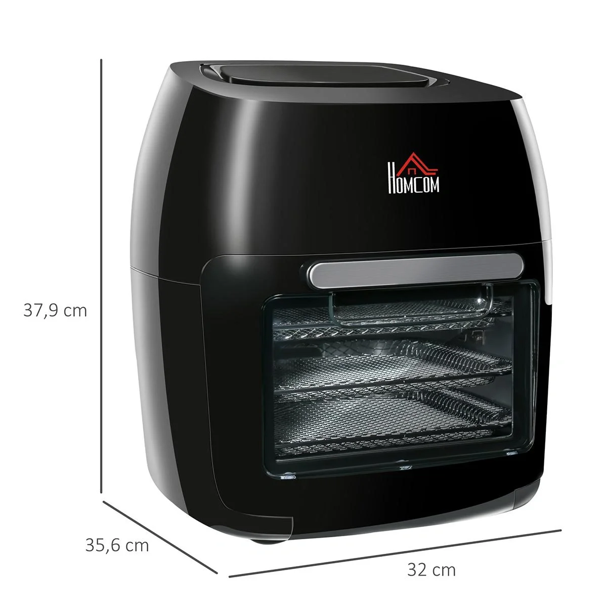 Heißluftfritteuse 11 L 1800W mit 8 Menüs Zubehör Stahl Schwarz 32 x 35,6 x 37,9 cm - 4