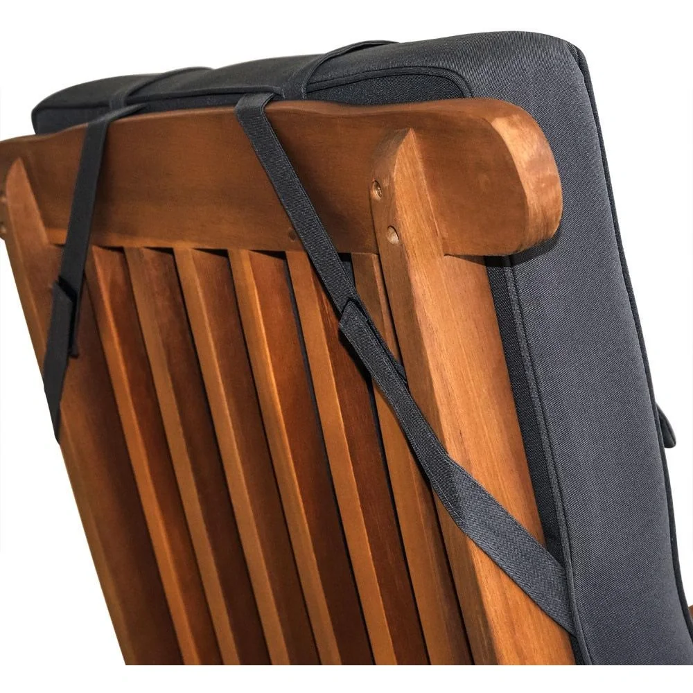 Gartenkissen - 2 Stück - Mit langem Rücken- und Kopfkissen - Für Stuhl - 118x45x7cm - Grau - 8