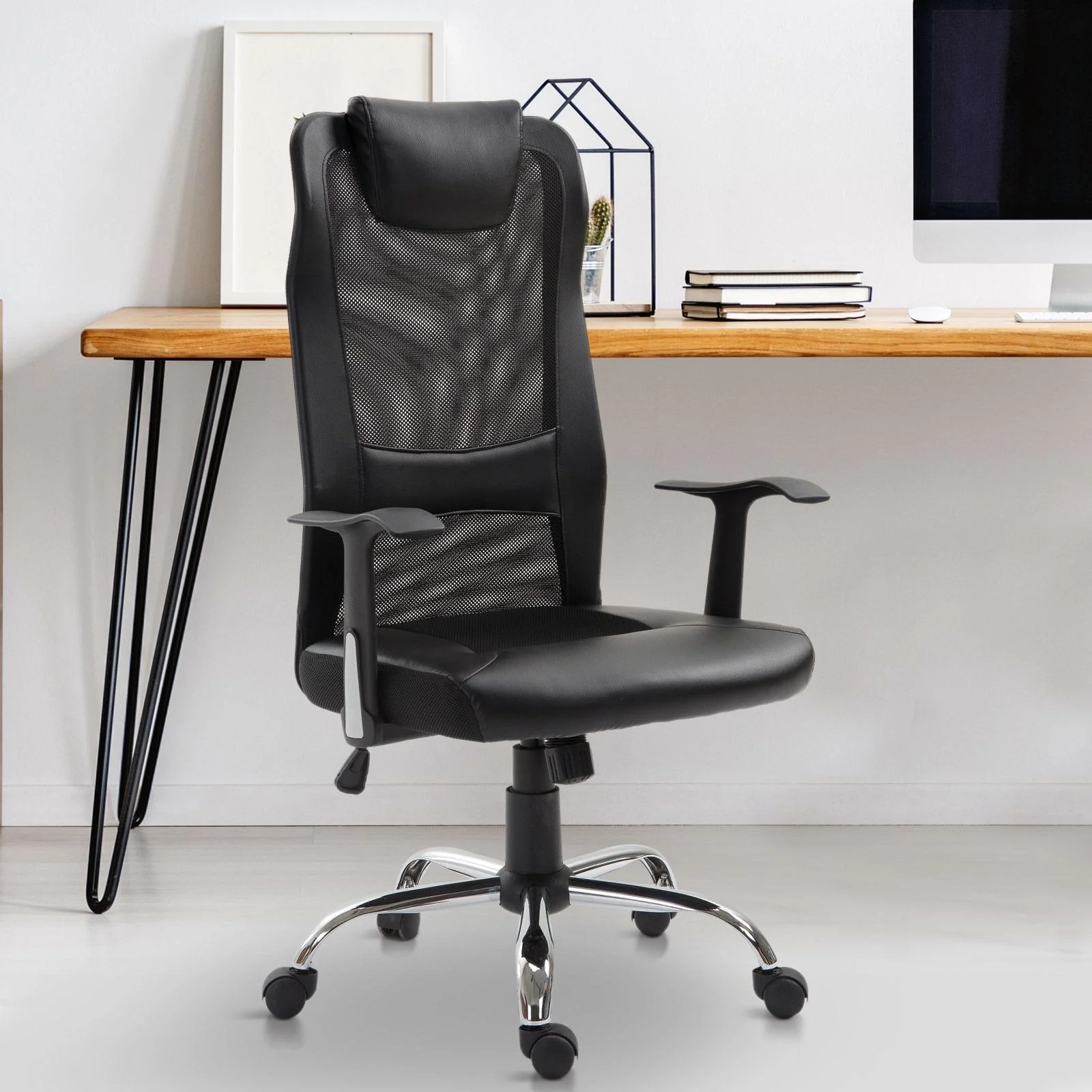 Bürostuhl Drehstuhl höhenverstellbar Schreibtischstuhl Gaming Stuhl ergonomisch PU schwarz 51 x 60,8 x (112 122) cm - 4