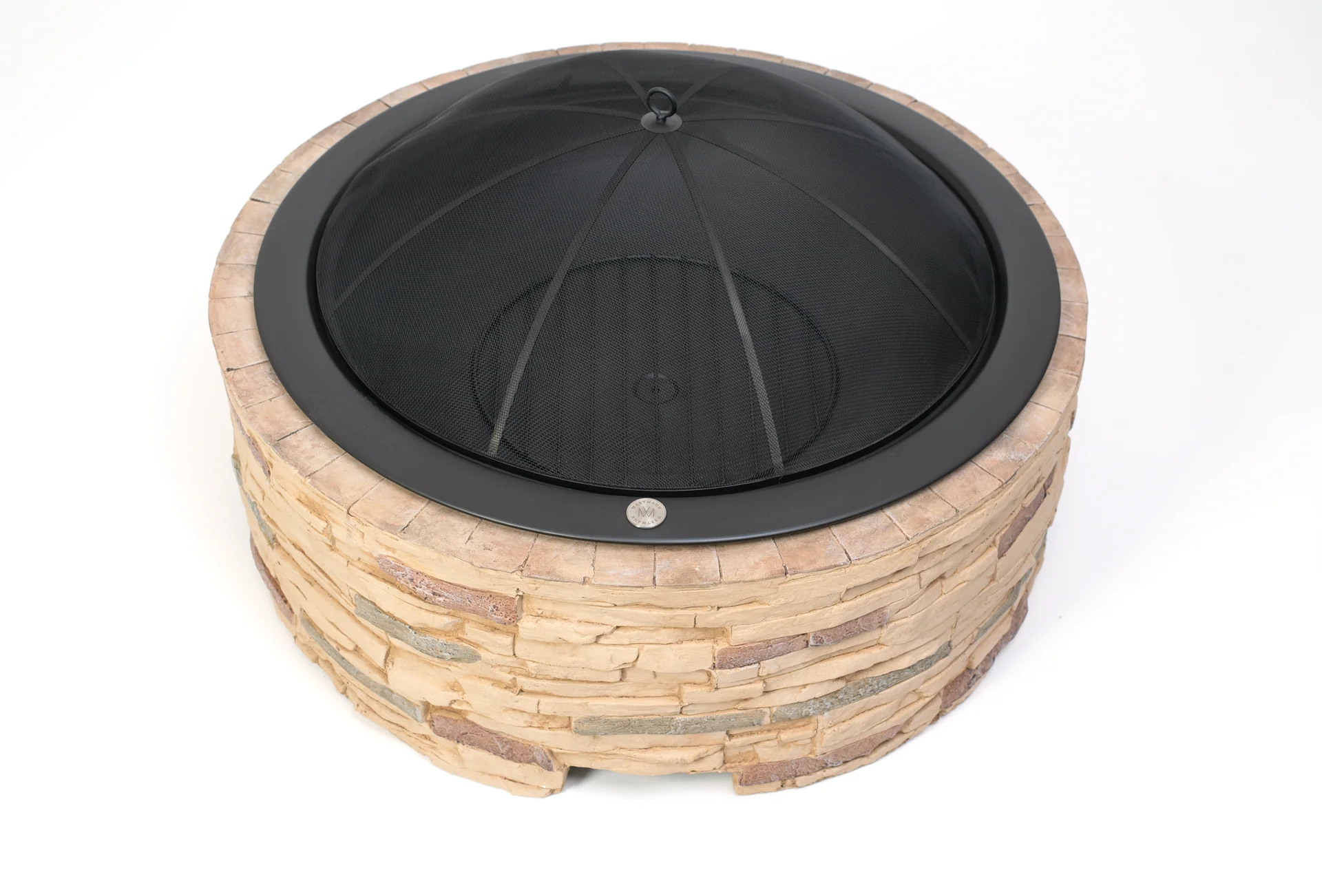 Feuerstelle Steinoptik mit Abfanggitter - 6