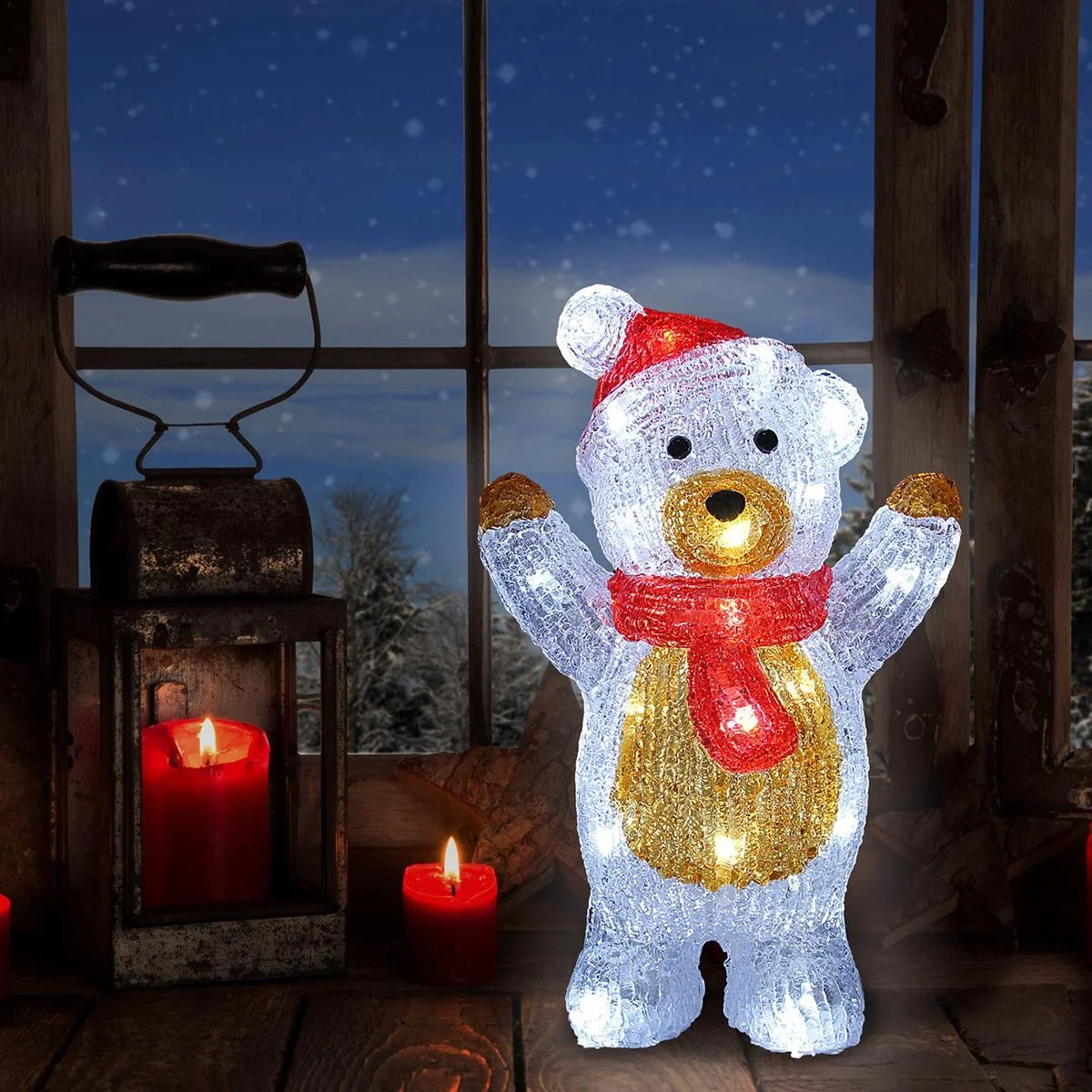 Teddybär LED-Figur Beleuchtung - mit Batterien betrieben - 19x11-5x30Cm - 4