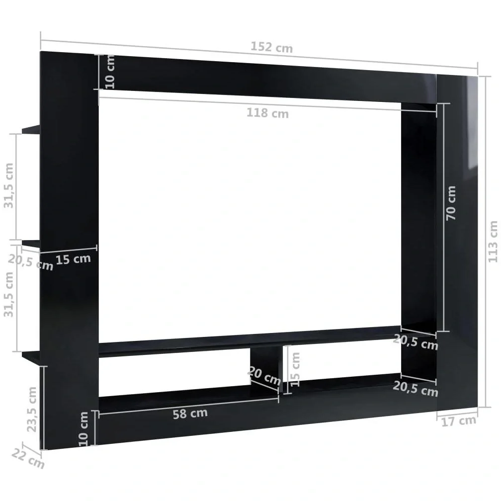 TV-Schrank 152x22x113 cm Hochglanz schwarz - 6