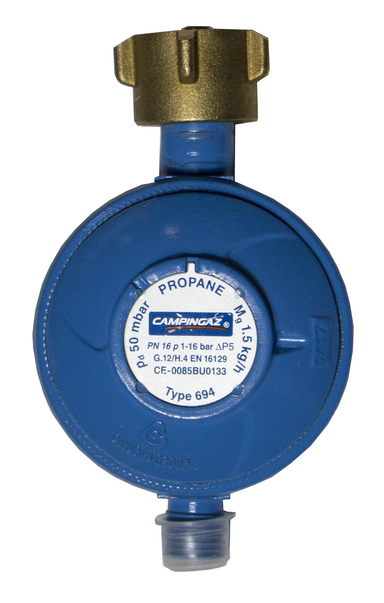 Regler 50 mbar - 1 Abgang, Durchfluss 1,5 kg/h, für Butan/Propan, 1/4'' Linksgewinde - 2