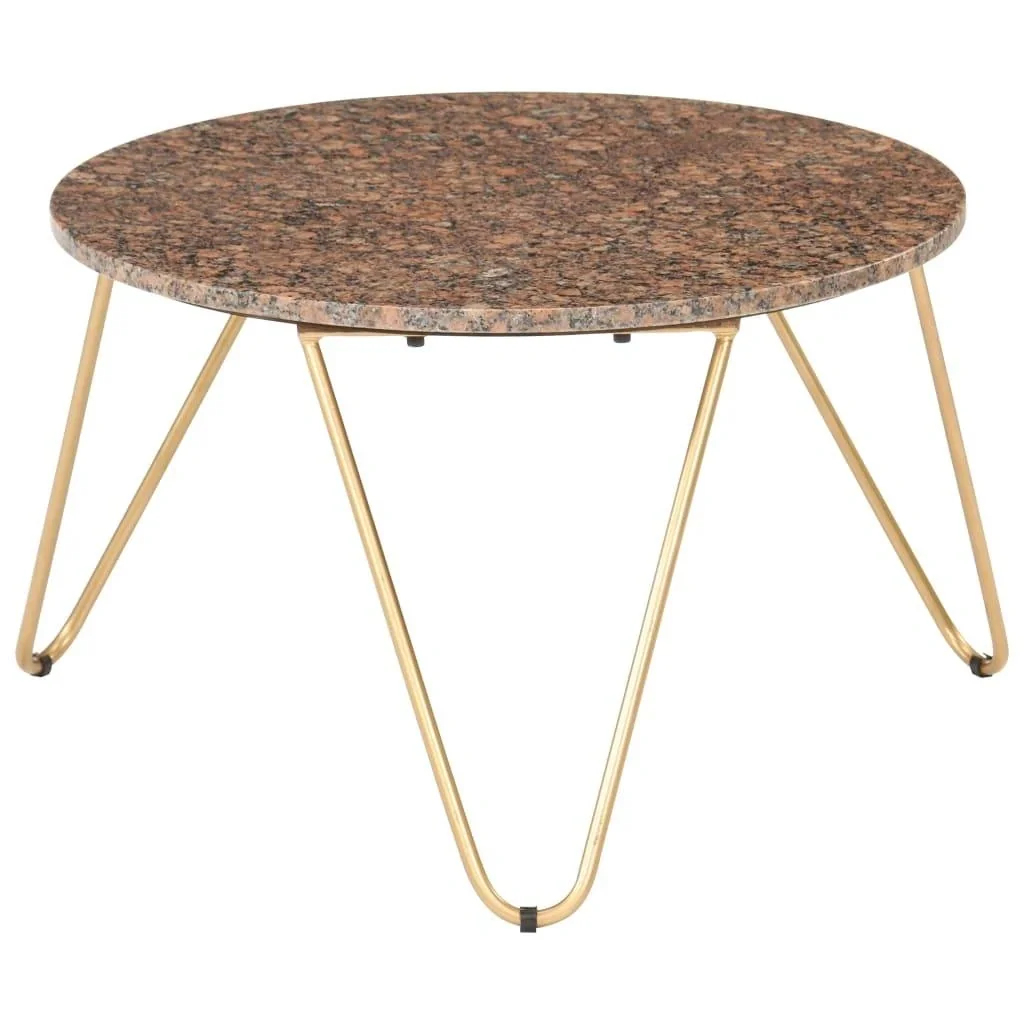 Couchtisch 65x65x42 cm Echtstein mit Marmortextur braun - 6