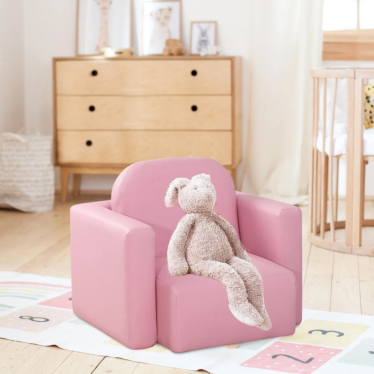 2 in 1 Kindersofa Tisch und Stuhl Rosa - 4