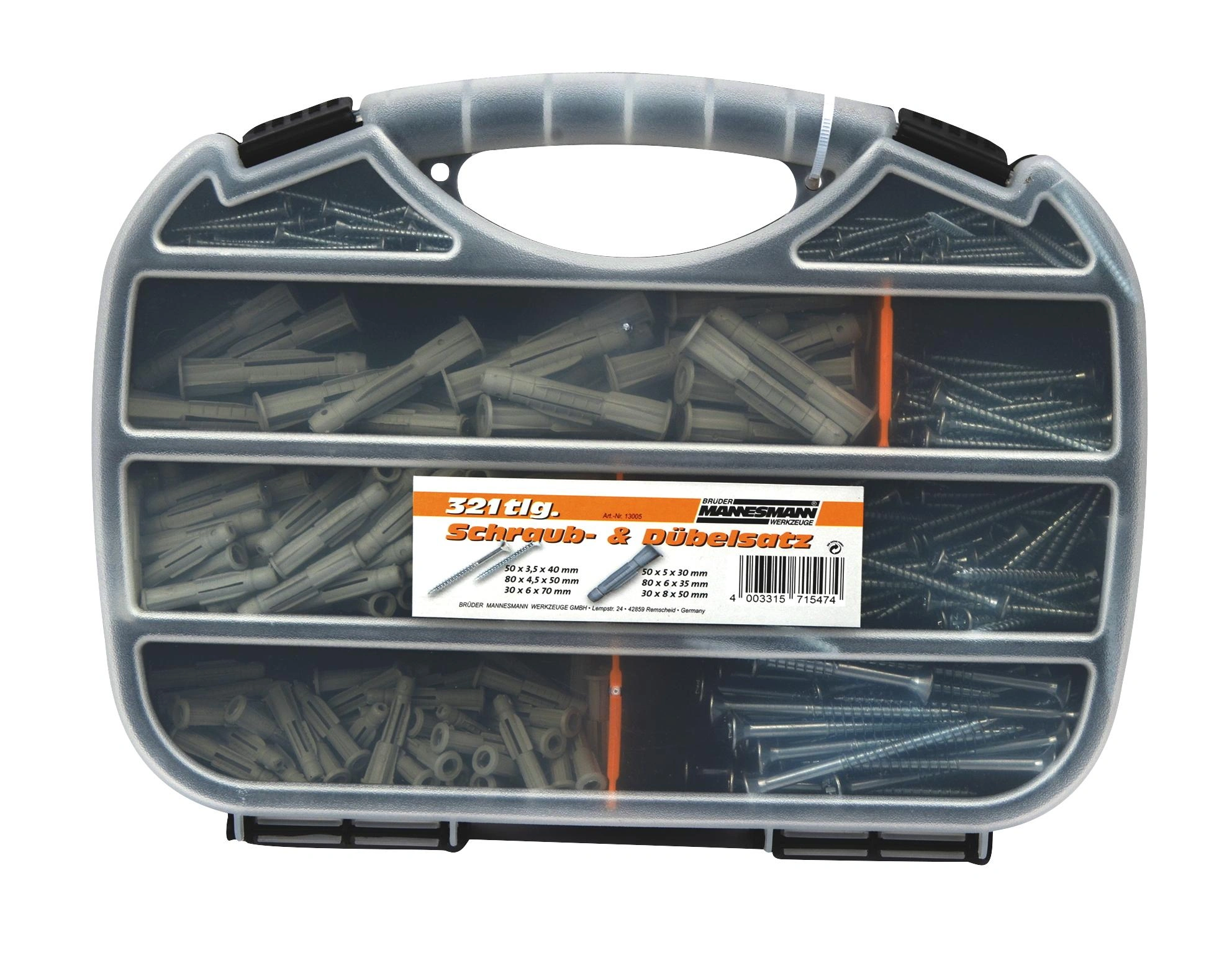 Schrauben- und Dübel-Satz, 321-teilig - 1