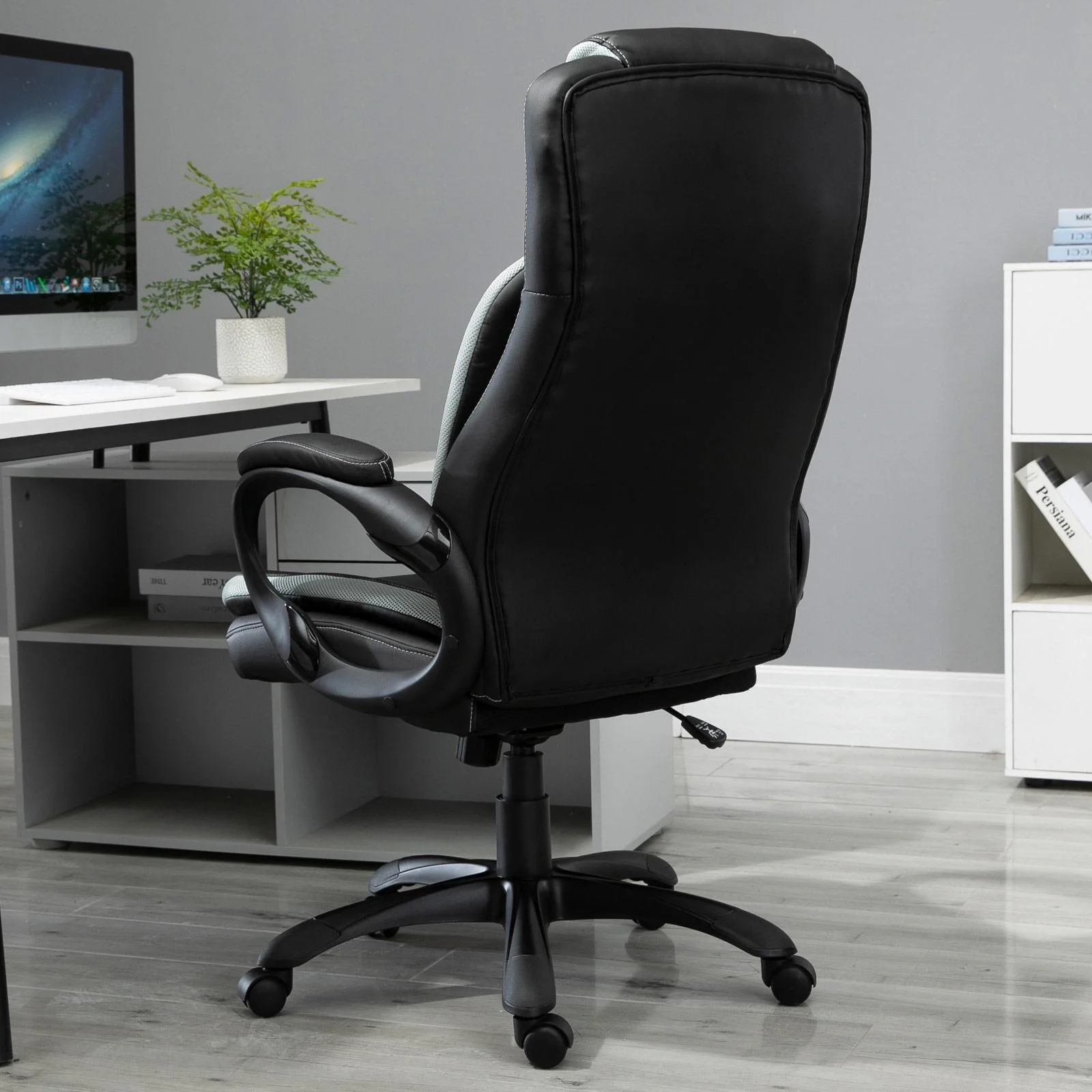 Drehstuhl, schwarz, weiß - 8