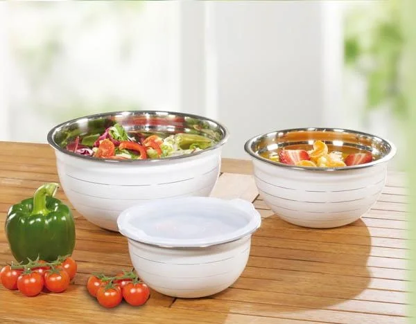 Schüssel-Set mit Deckel, Edelstahl, Weiß, 6-teilig - 3