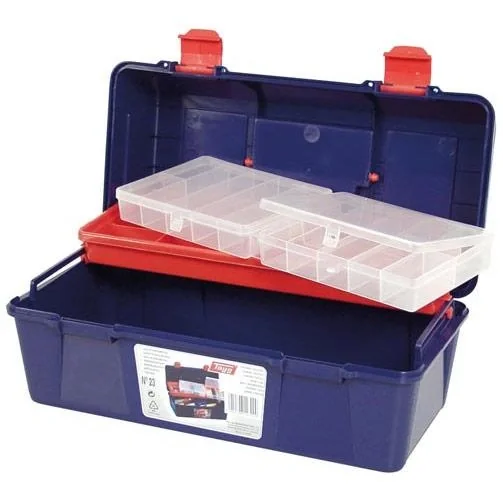 TAYG Werkzeugkasten - 356 x 184 x 163 mm - Mit Ablage und Sortierkasten - 3