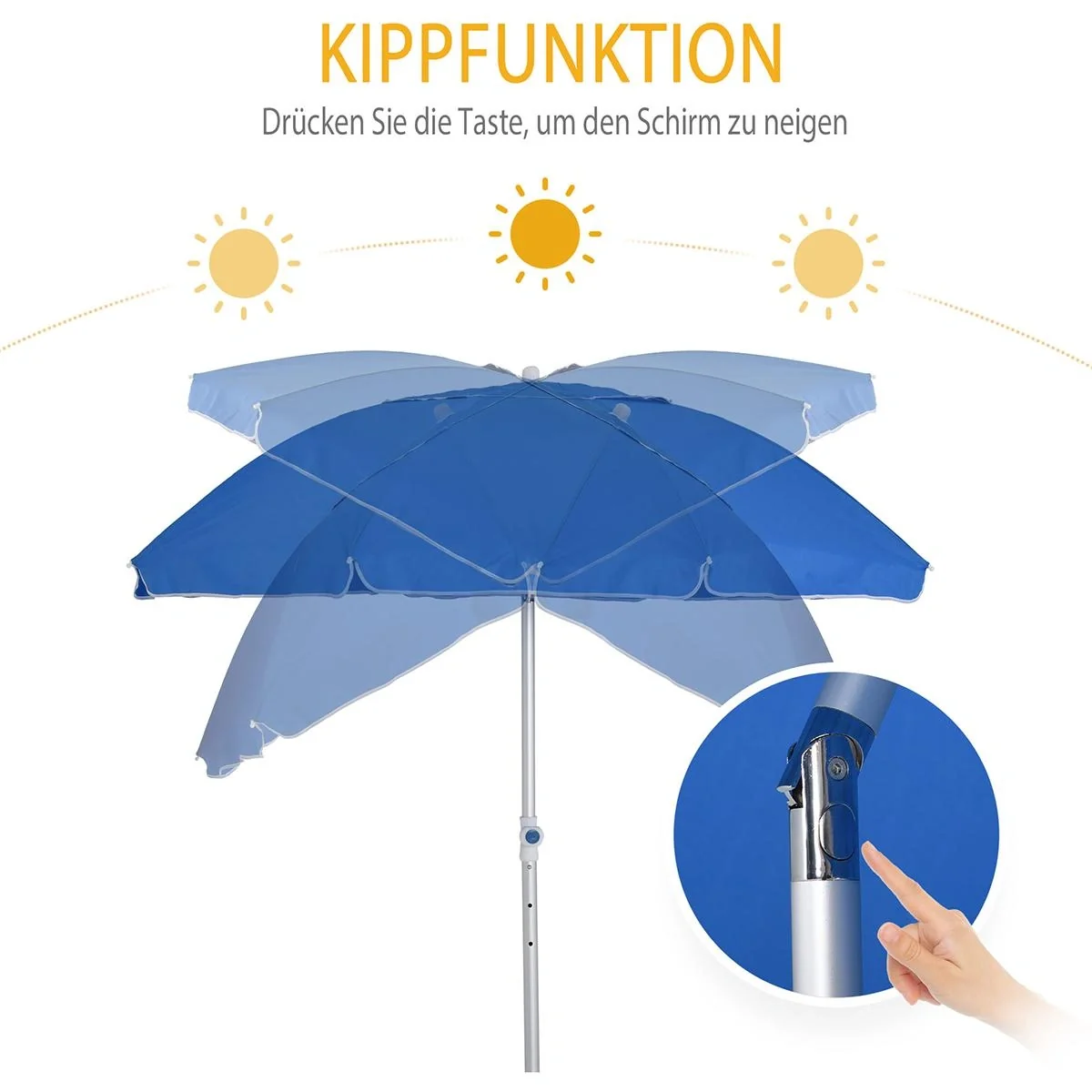 Sonnenschirm mit Kippfunktion blau - 10