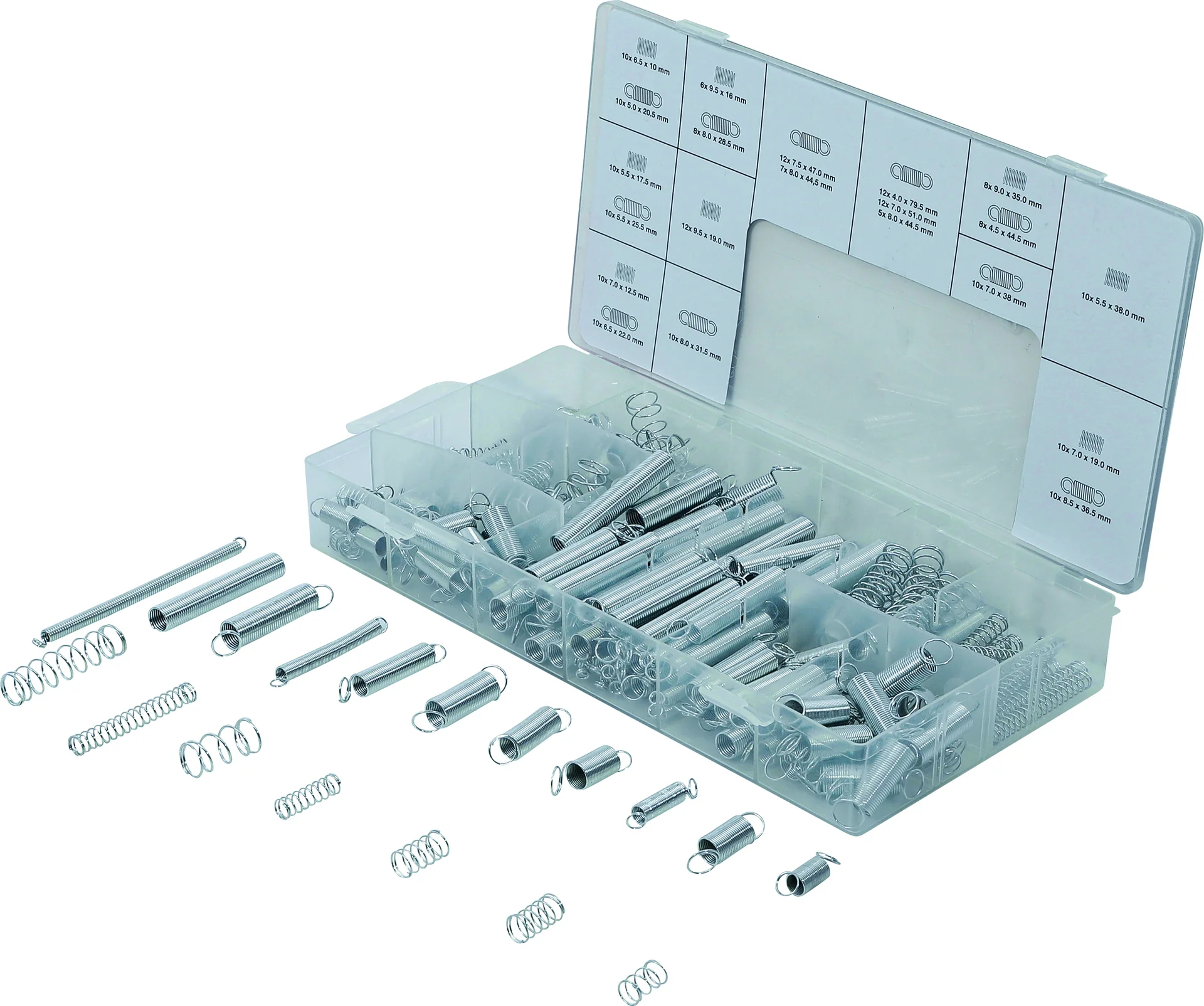 Federn-Sortiment, Zug- und Druckfedern, 200-tlg. - 1