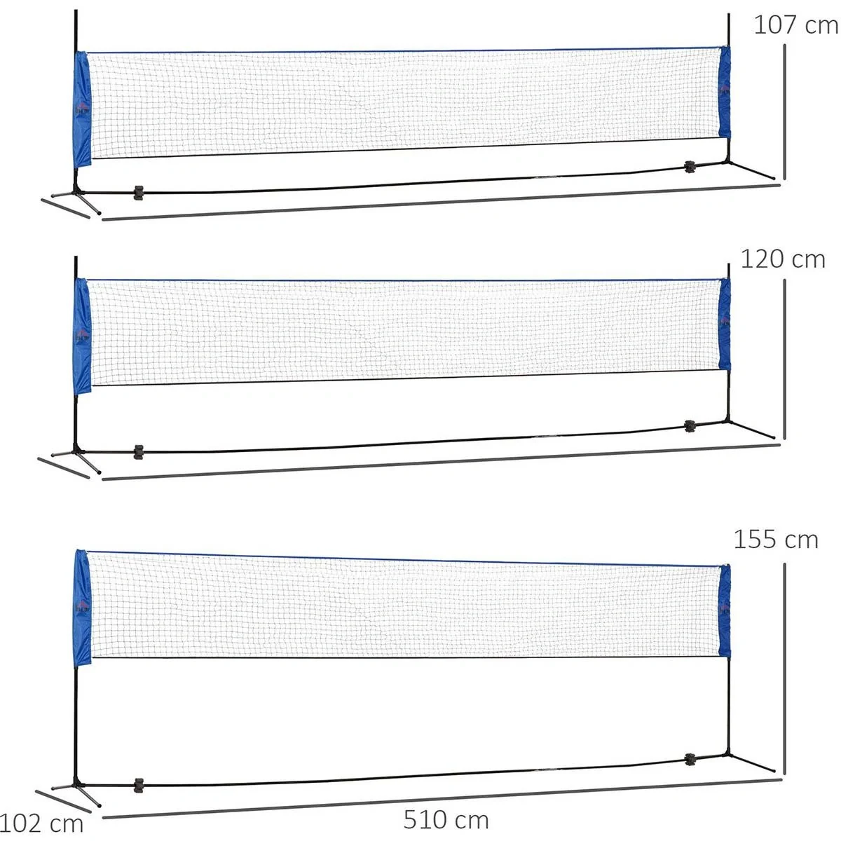 Badmintonnetz - inkl. Tasche - 510 x 102 x 155 cm - 5