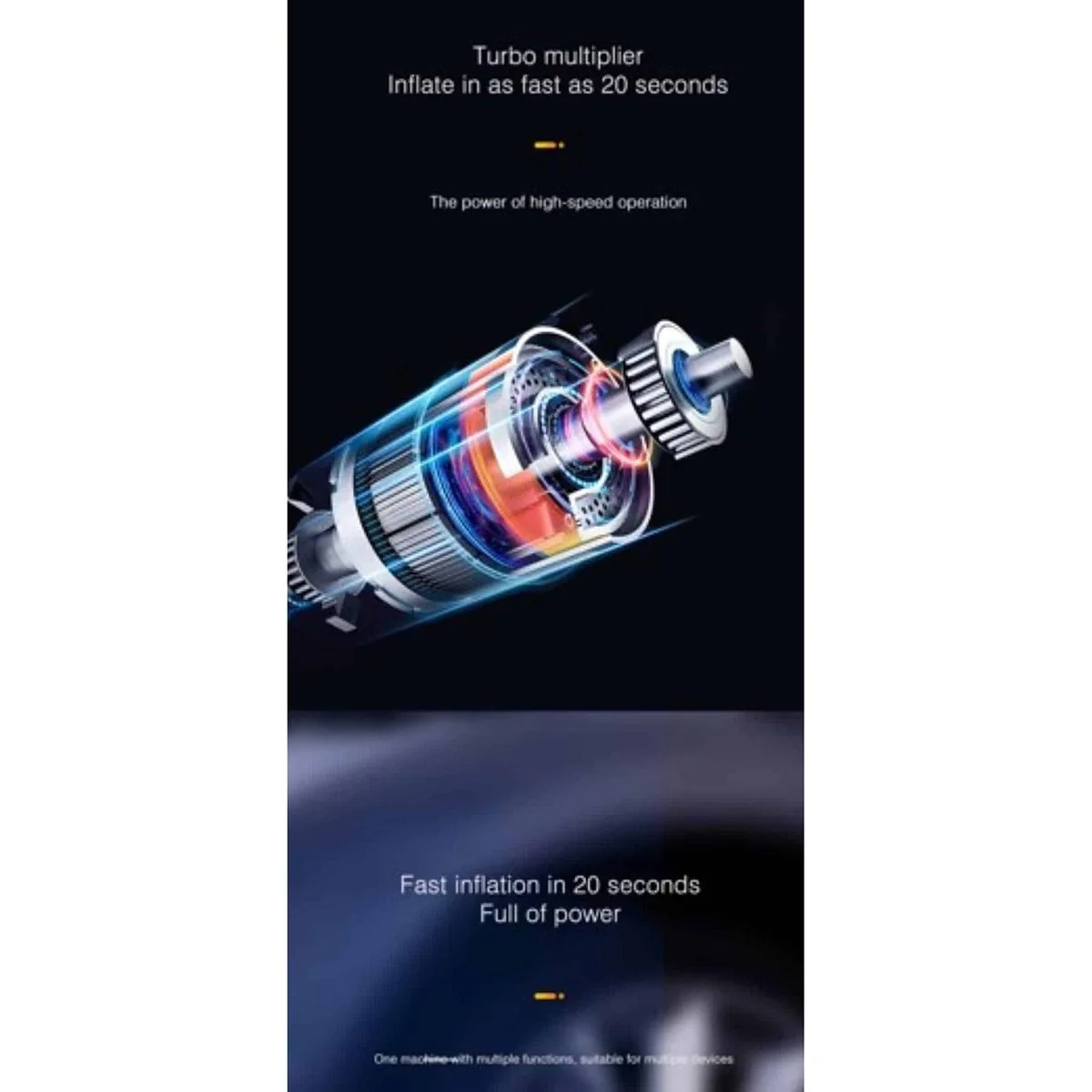 Pure4u CAR2 Tragbarer Kompressor - Elektrische Reifenpumpe - USB Wiederaufladbar - LED - Powerbank - 9