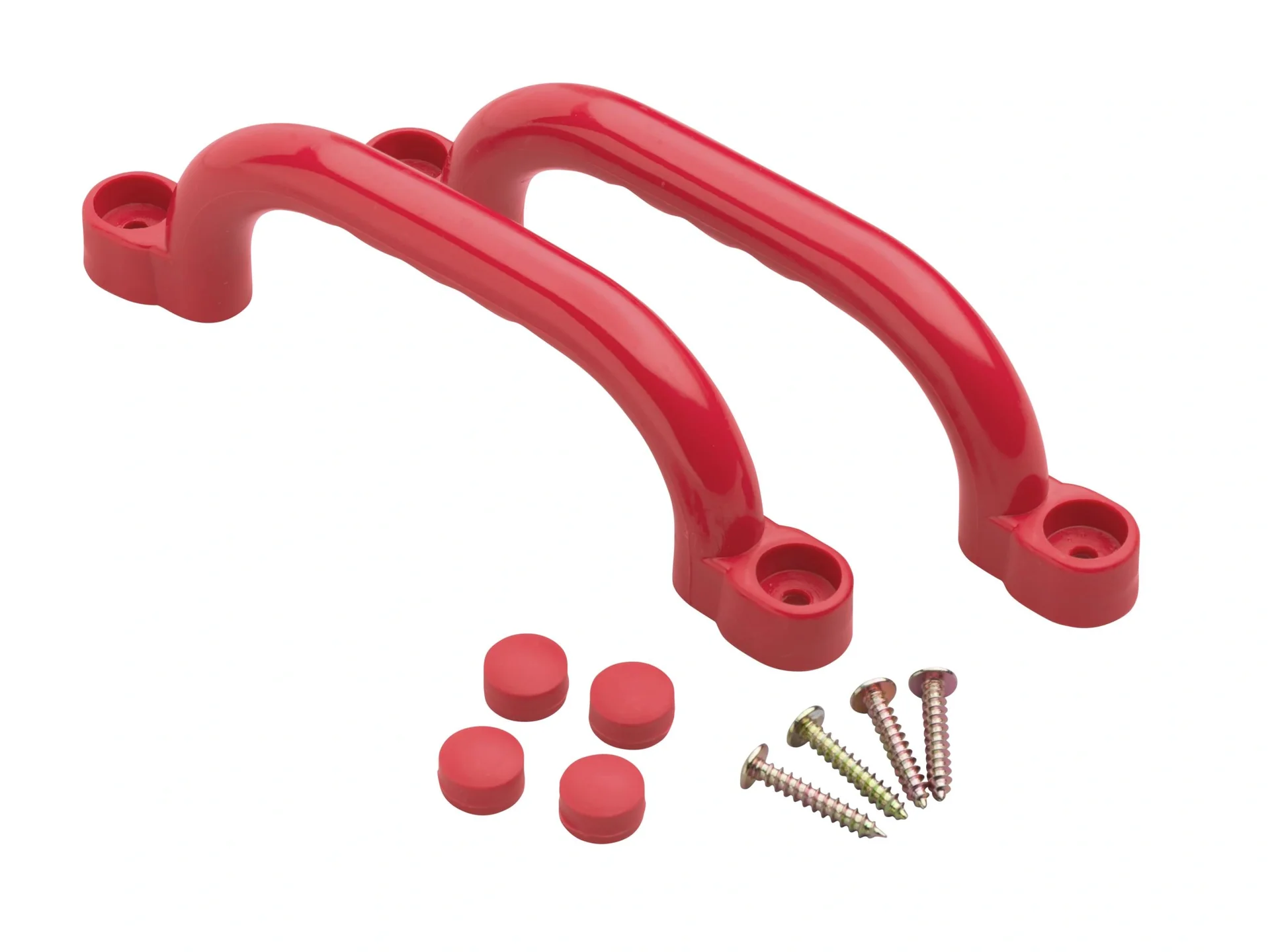 Kunststoff - Handgriffe 2 Stück in Rot, 247 mm, inkl. Befestigungsmaterial für Spielanlagen - 1