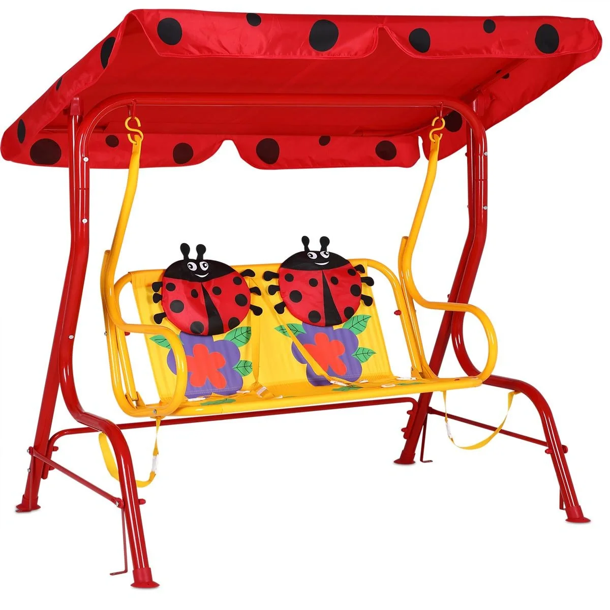Schaukelbank mit Marienkäfer für Kinder mit 3 Gurten - 1