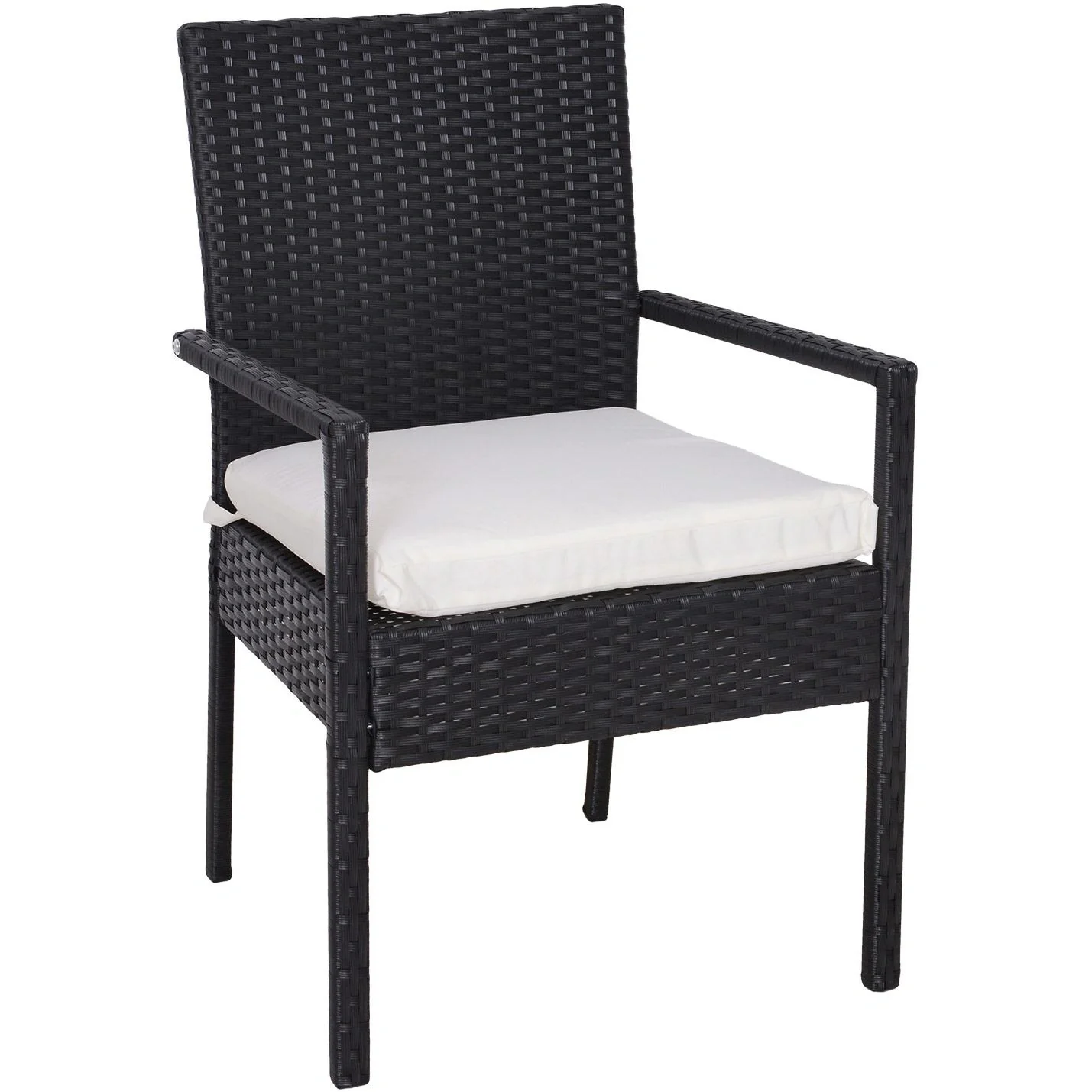 Gartensitzgruppe 3-tlg, Polyrattan Gartenset Rattanmöbel für Balkone Schwarz mit Sitzkissen - 9