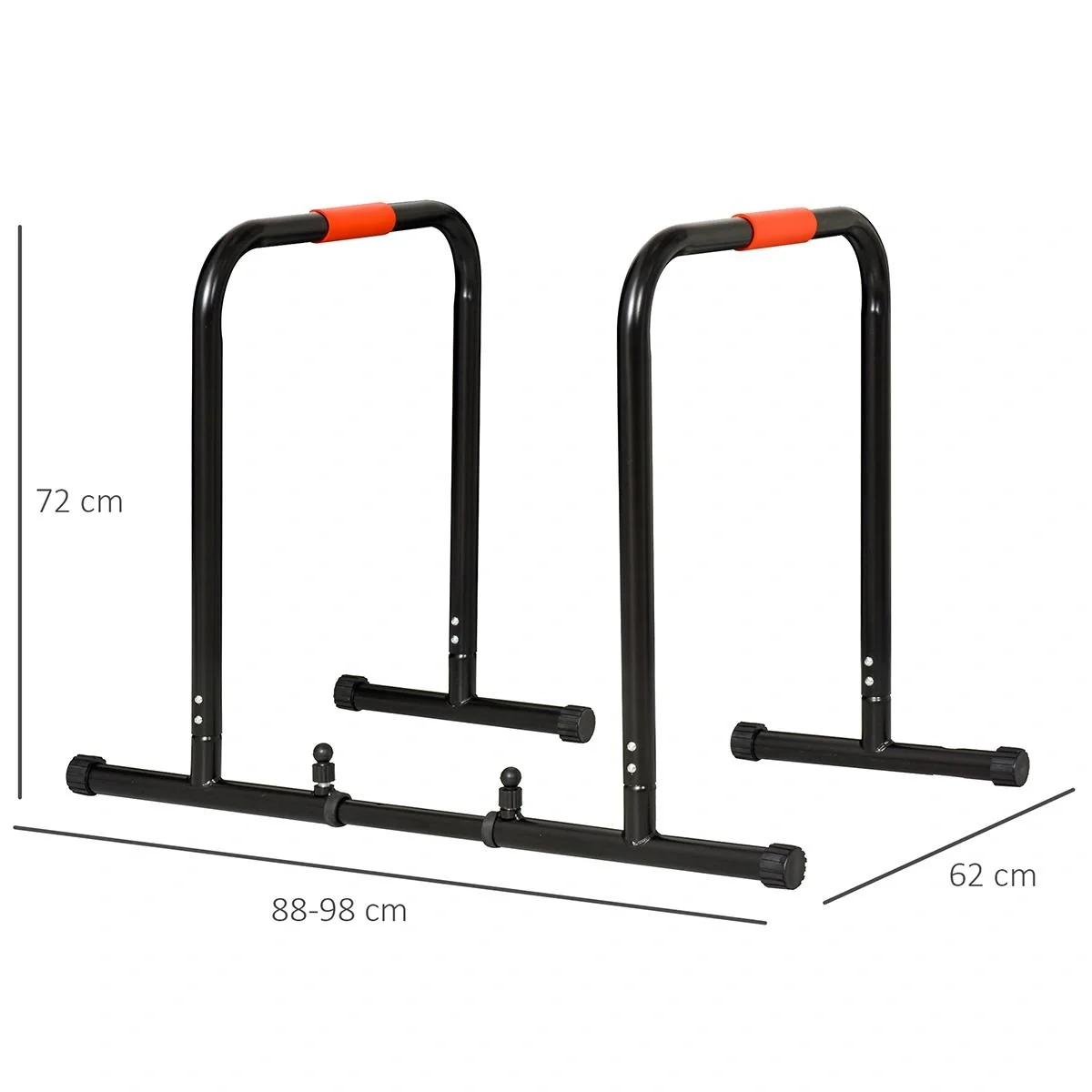 Dip Barren Fitness Parallettes Push Up Dip Station Einstellbar Fitness multifunktional Stahl Schwarz 89-99 x 62 x 72 cm - 4