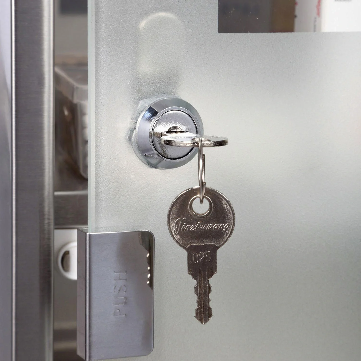 Edelstahl Medizinschrank mit Schloss und 3 Fächern - 7