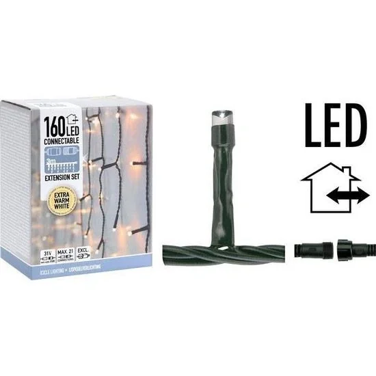Weihnachtsbeleuchtung SET of 2 - Verkettbar - 160 LED - 3 Meter - Warm White - exkl. Adapter - 4