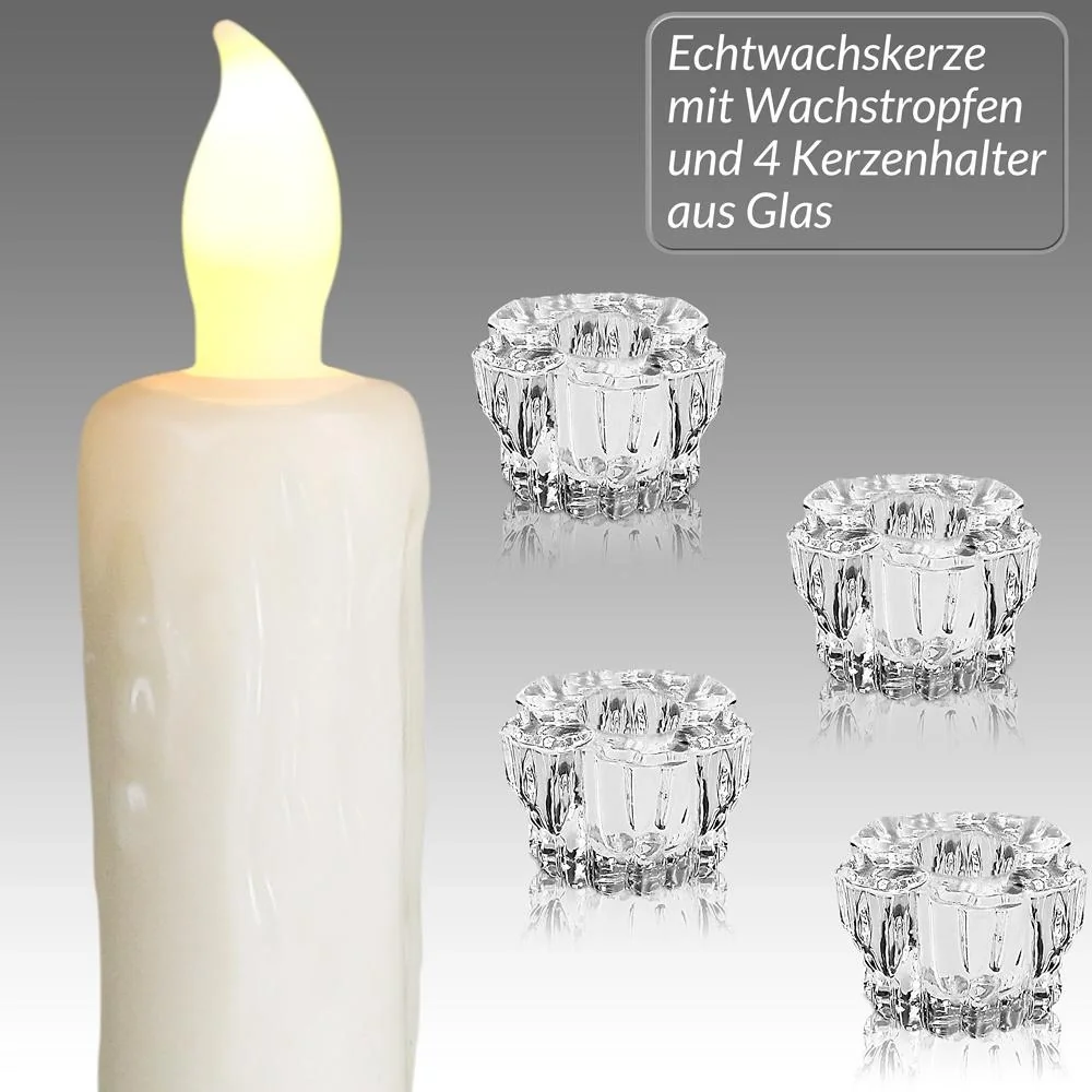 LED Stabkerze 4er Set Ø2,1cm inkl. Kerzenhalter - 10
