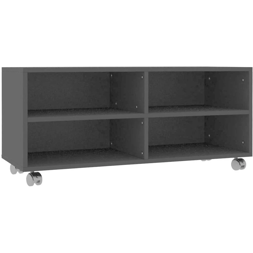 TV-Schrank mit Rollen 90x35x35 cm Spanplatte schwarz - 6
