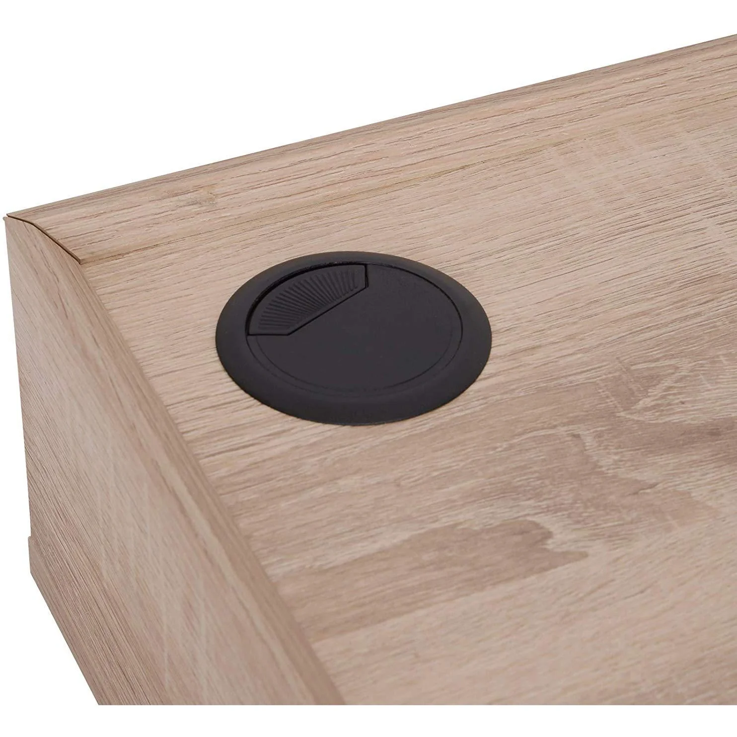 Schreibtisch Computertisch PC Laptop Bürotisch mit Kabeldurchlass Holz + Metall Natur + Weiß 100 x 60 x 77 cm - 2