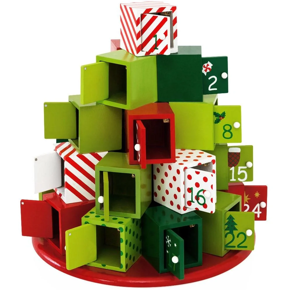 Adventskalender aus Holz - Grün Rot - 7