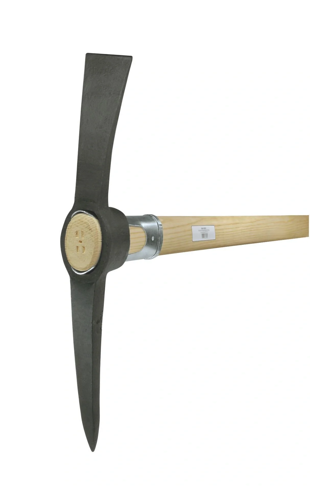 Aktions-Kreuzhacke, geschmiedet, ovales Auge, 1,5 KG, schwarz, Buchenstiel 93 cm mit Hülse - 1