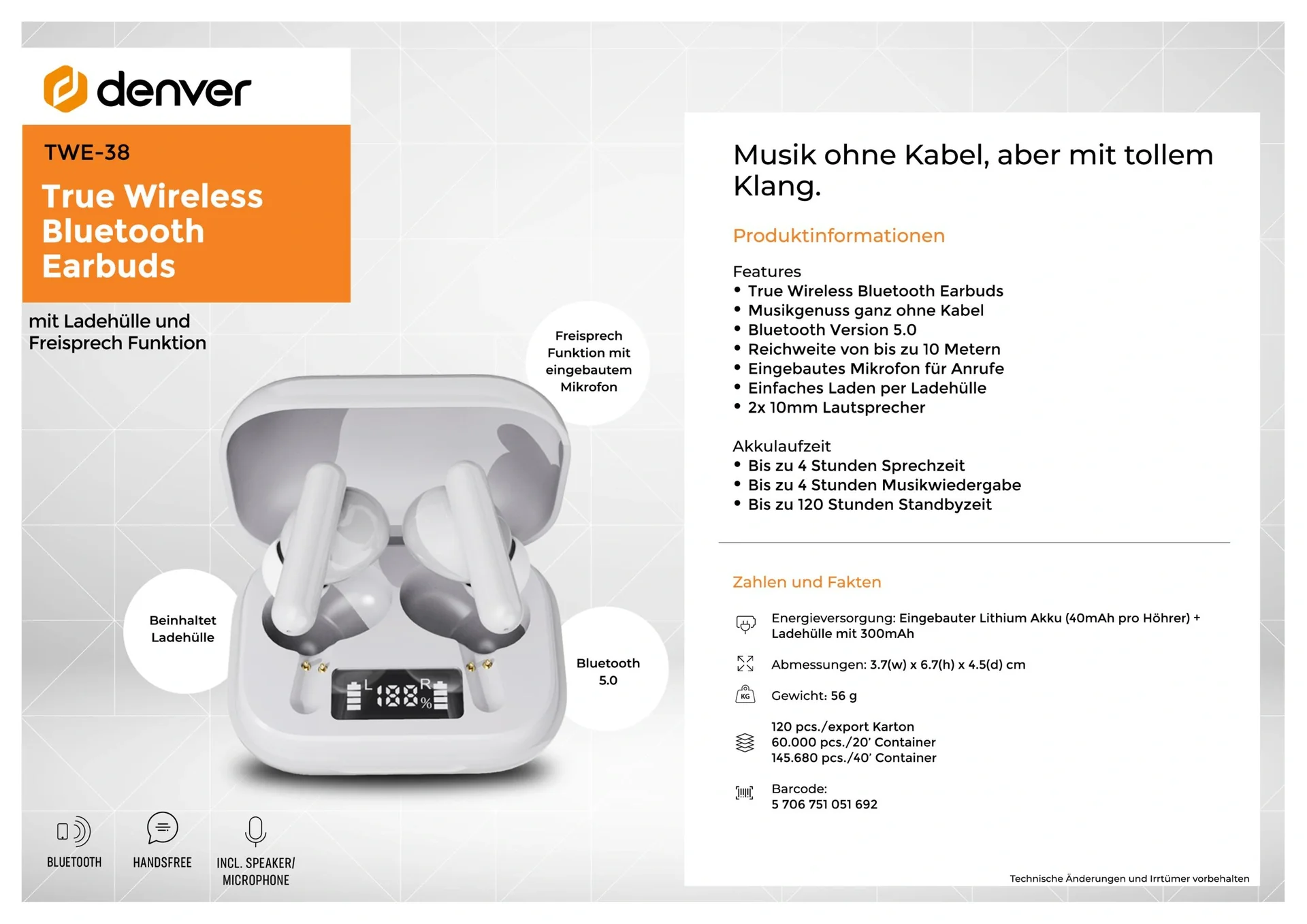 Bluetooth Kopfhörer, mit Mikrofon und Ladebox, schnurlos - 4