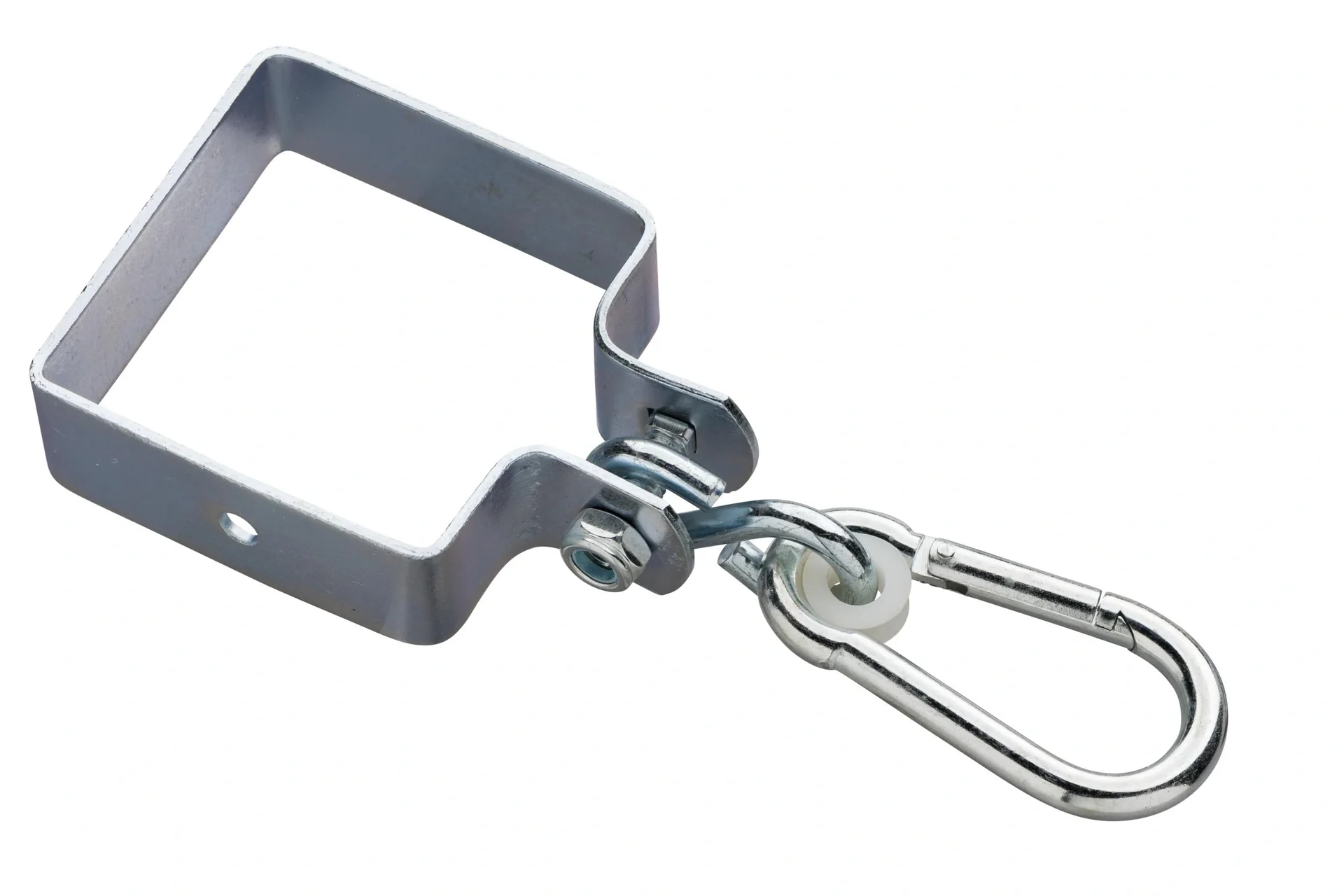 Schaukelhaken quadratisch 90 x 90 x 3 mm verzinkt mit Karabiner für Spielgeräte - 1