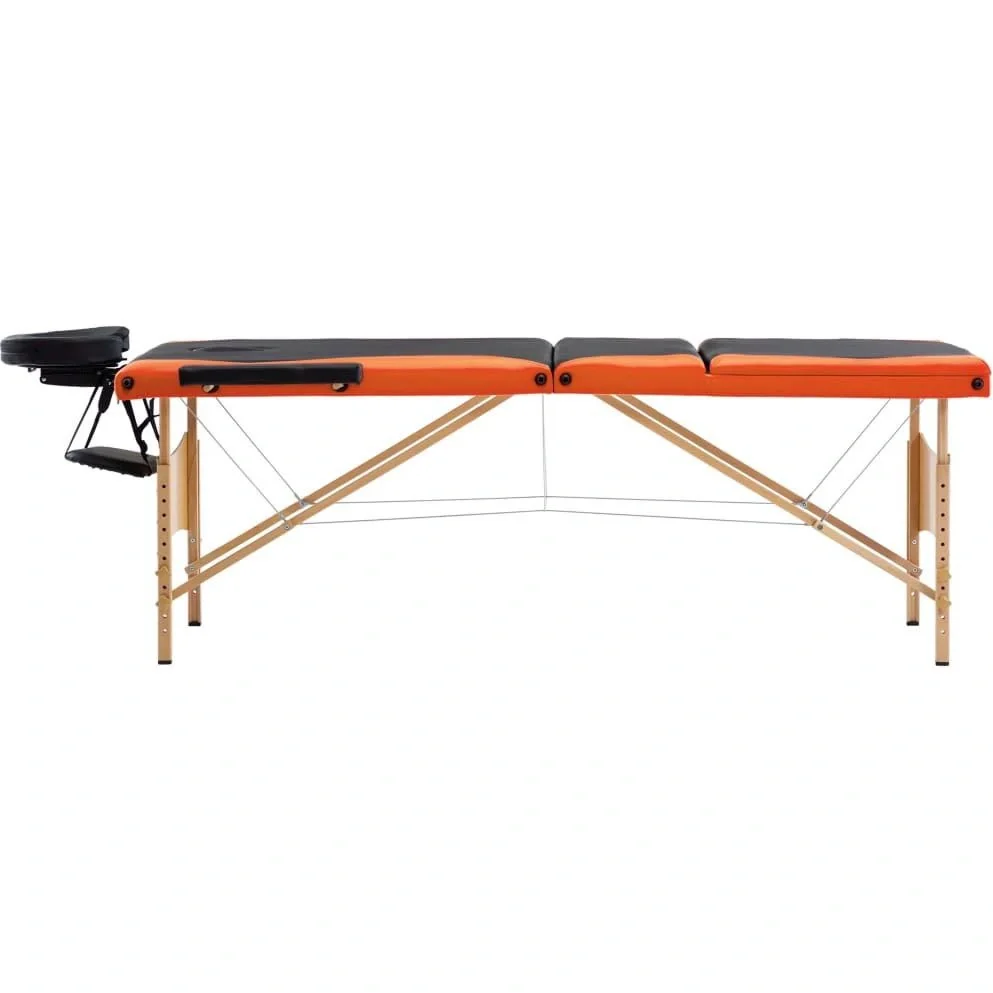 Klappbarer Massagetisch 3 Zonen Holz schwarz und orange - 8