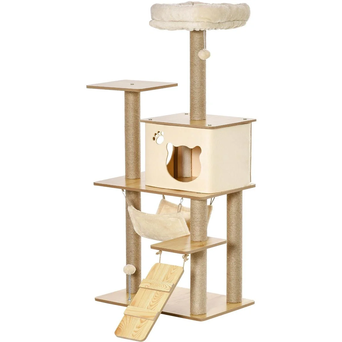 Spielplattform für Katzen - mit Kratzbaum, Haus, Handmatte - 60 x 40 x 130 cm - 5