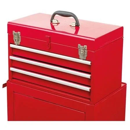 Utility Trolley MP99 - 3 Schubladen mit Schloss - 45,5x28x91 cm - Abnehmbarer Koffer - Rot - 3