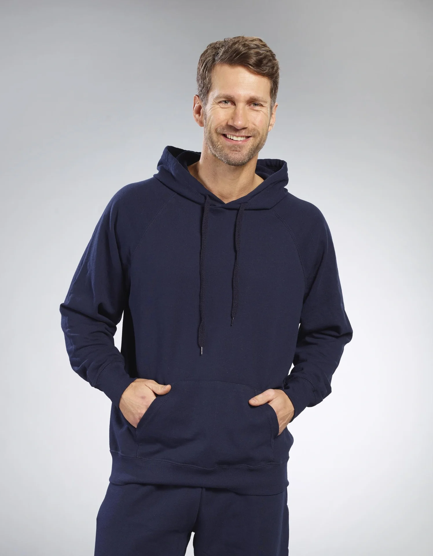 Hoody mit Kängurutasche, Farbe marine, Gr.M - 9