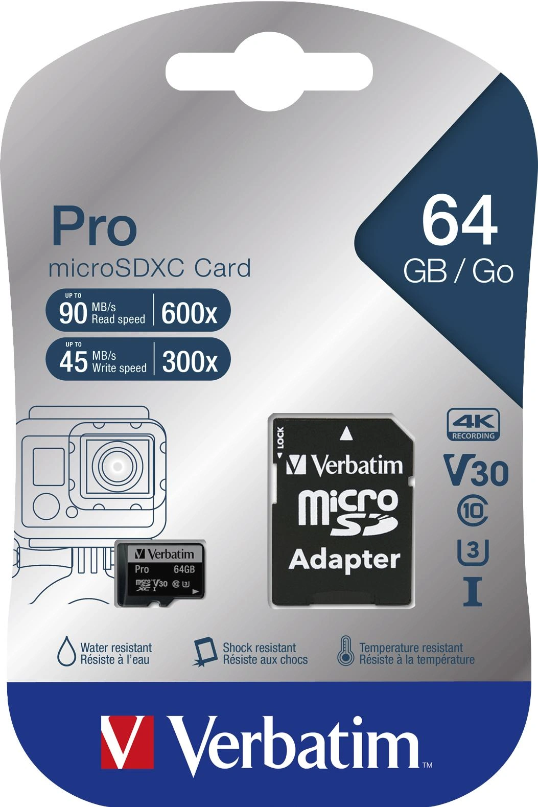 64 GB microSDXC Speicherkarte mit SD Karten-Adapter, U3, UHS-I - 3