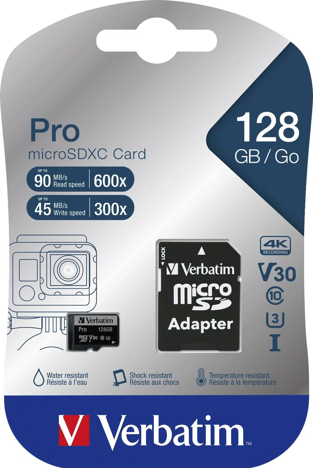 128GB microSDXC Speicherkarte mit SD Karten-Adapter, U3, UHS-I - 3