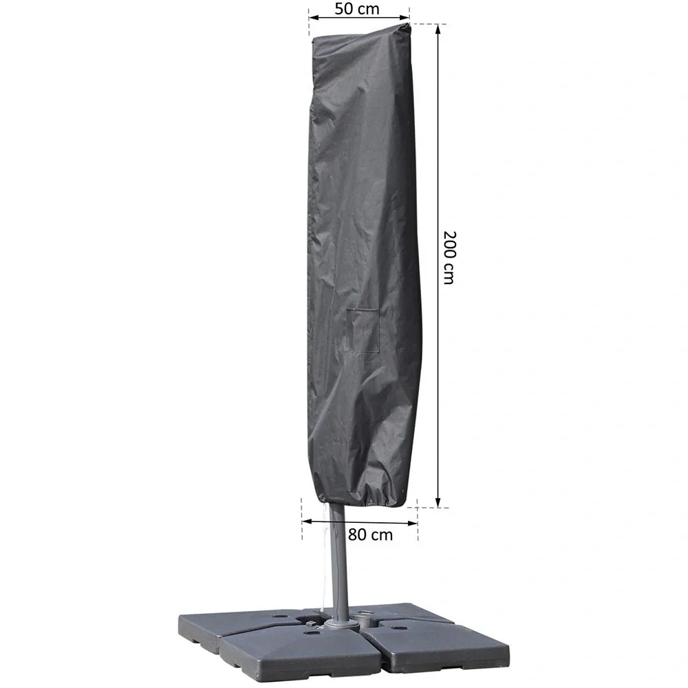 Sonnenschirm Schutzhülle bis Ø300cm Abdeckung Schirmschutzhaube mit Reißverschluss Schwarz 200 x 50/80 cm - 7