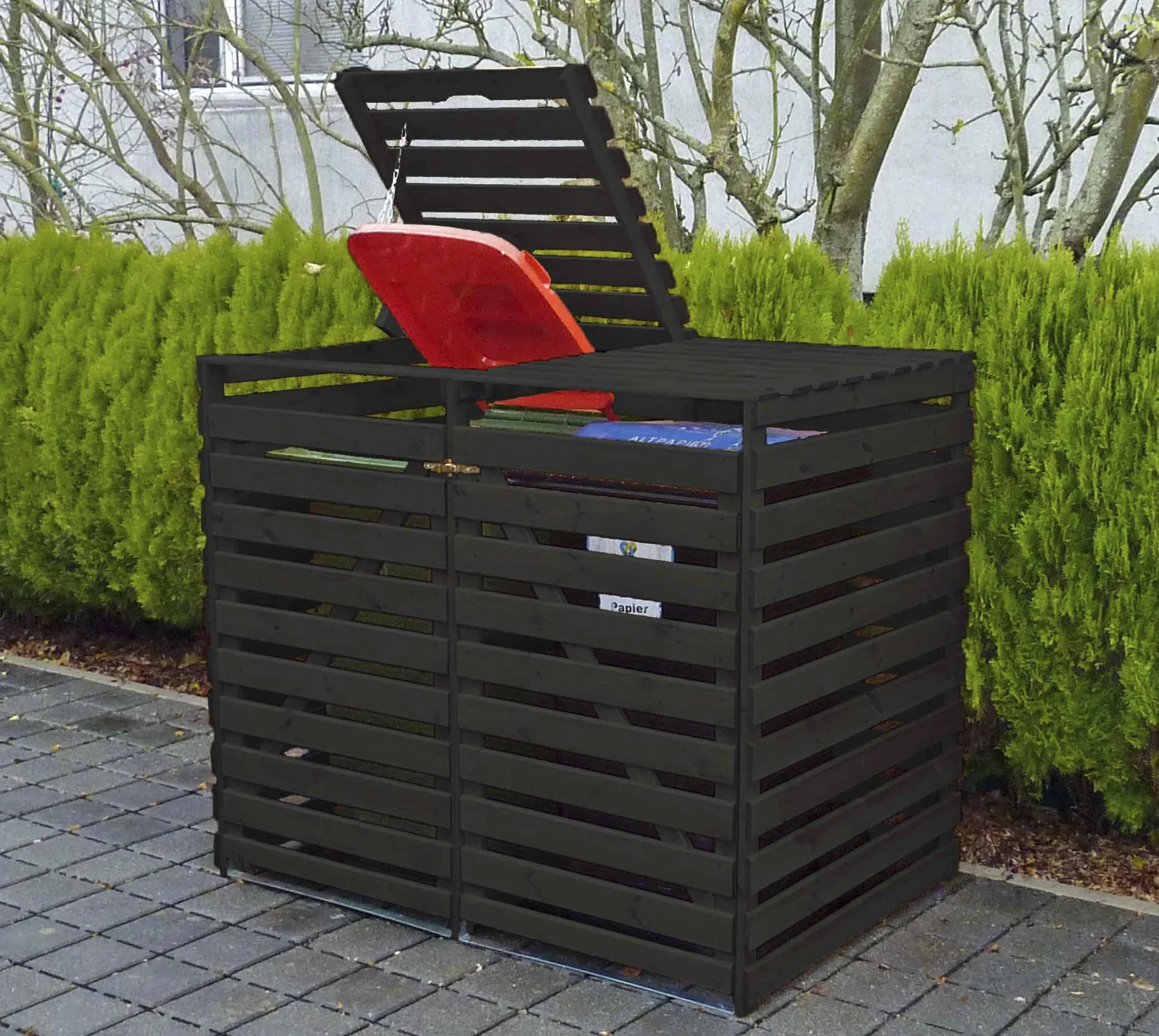 Mülltonnenbox "Vario V" für 2 Tonnen, anthrazit - 2