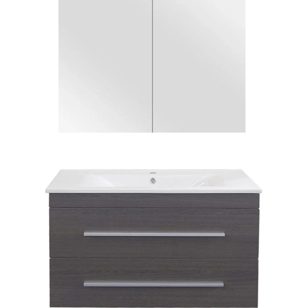 Badezimmermöbel Style 90cm - schwartz Eiche - 3