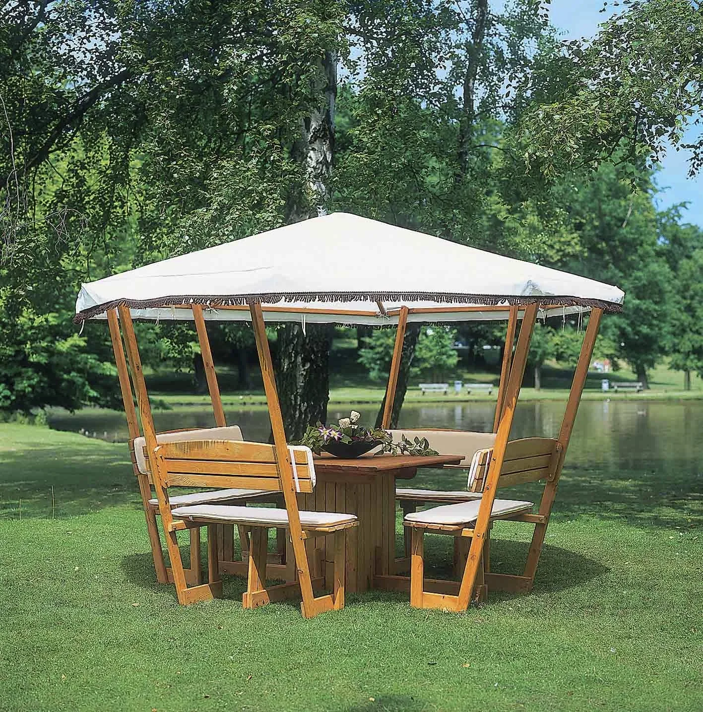 Pavillon Rosenheim mit weißem Dach, Set komplett - 1