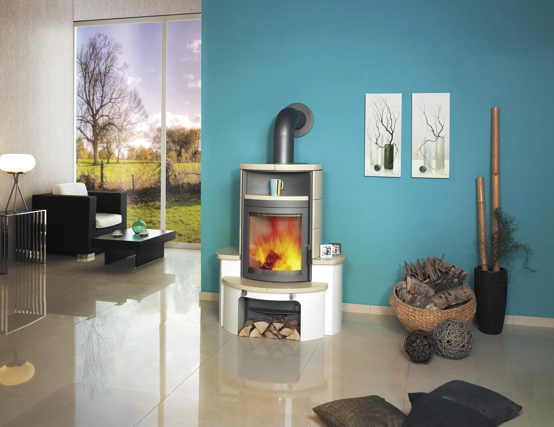 Kaminofen - Avenso Dauerbrandofen - creme - 2