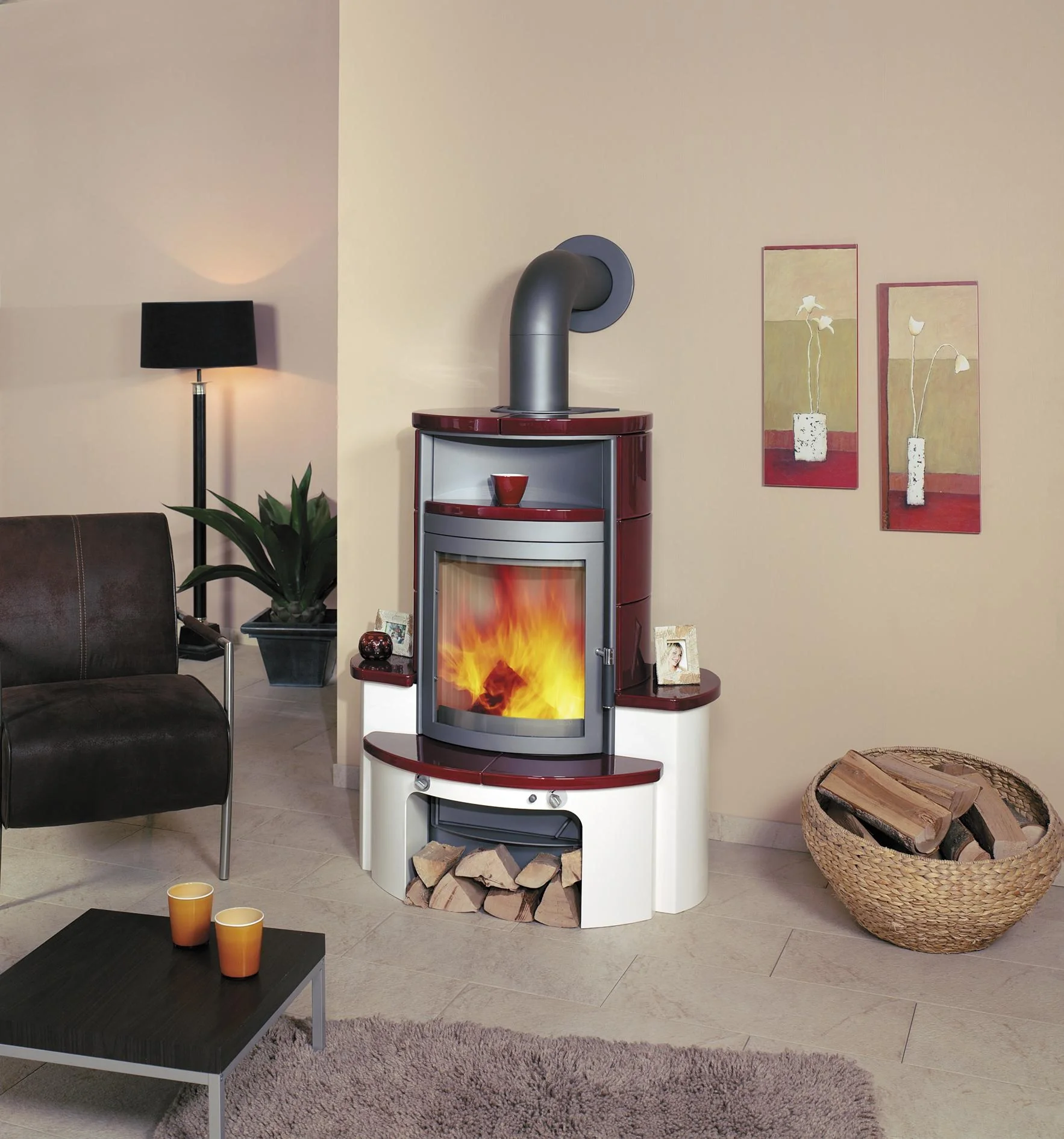 Kaminofen - Avenso Dauerbrandofen - bordeauxrot - 2