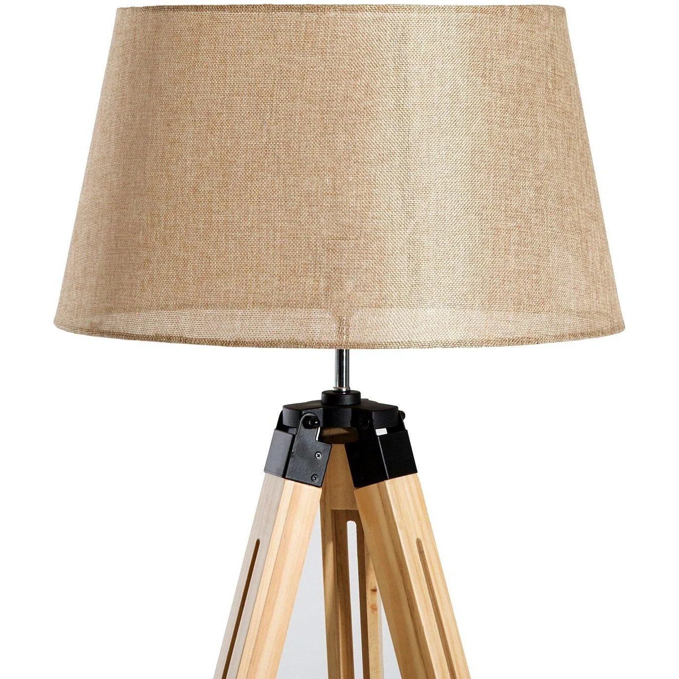 Stehlampe Dreibein höhenverstellbar 99-143cm E27 Kiefer Beige - 7